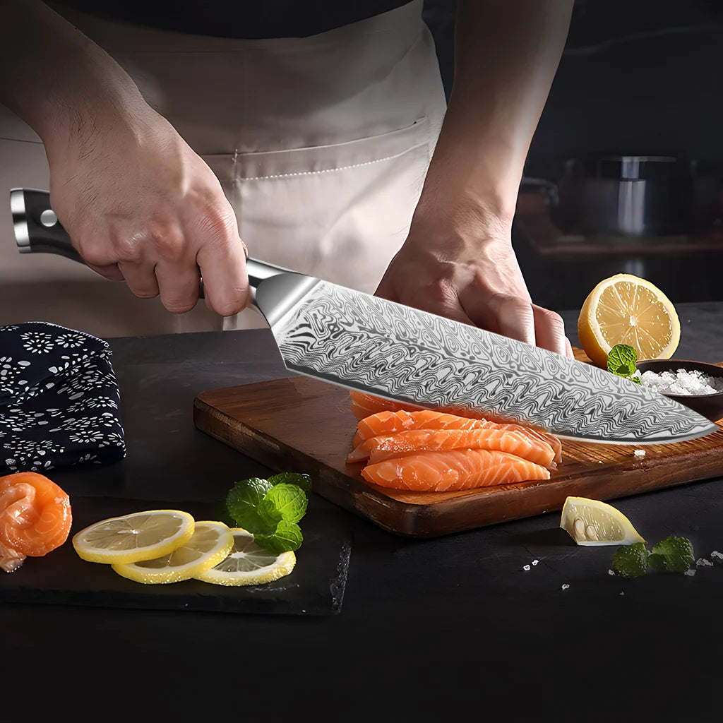 Damascus Steel Santoku Chef Knife — 8"