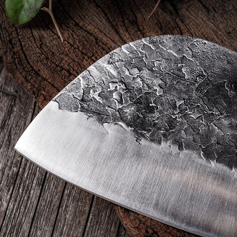 Full Tang Carbon Steel Butcher Knife — Wenge Wood Handle