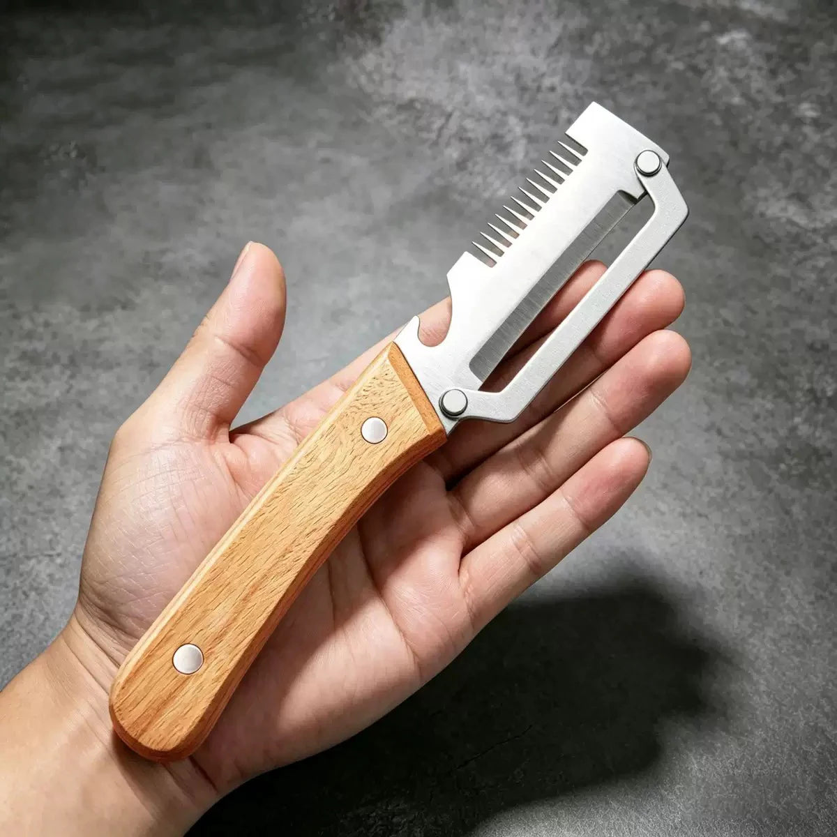 Stainless Steel Peeler with Bottle Opener — Wooden or Steel Handle