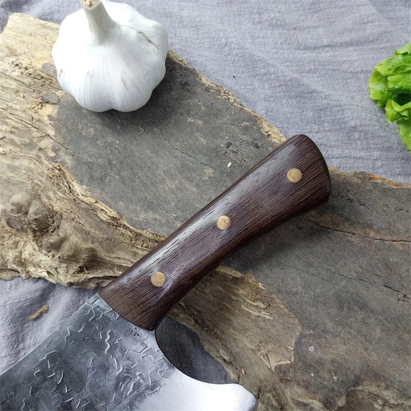 Full Tang Carbon Steel Butcher Knife — Wenge Wood Handle