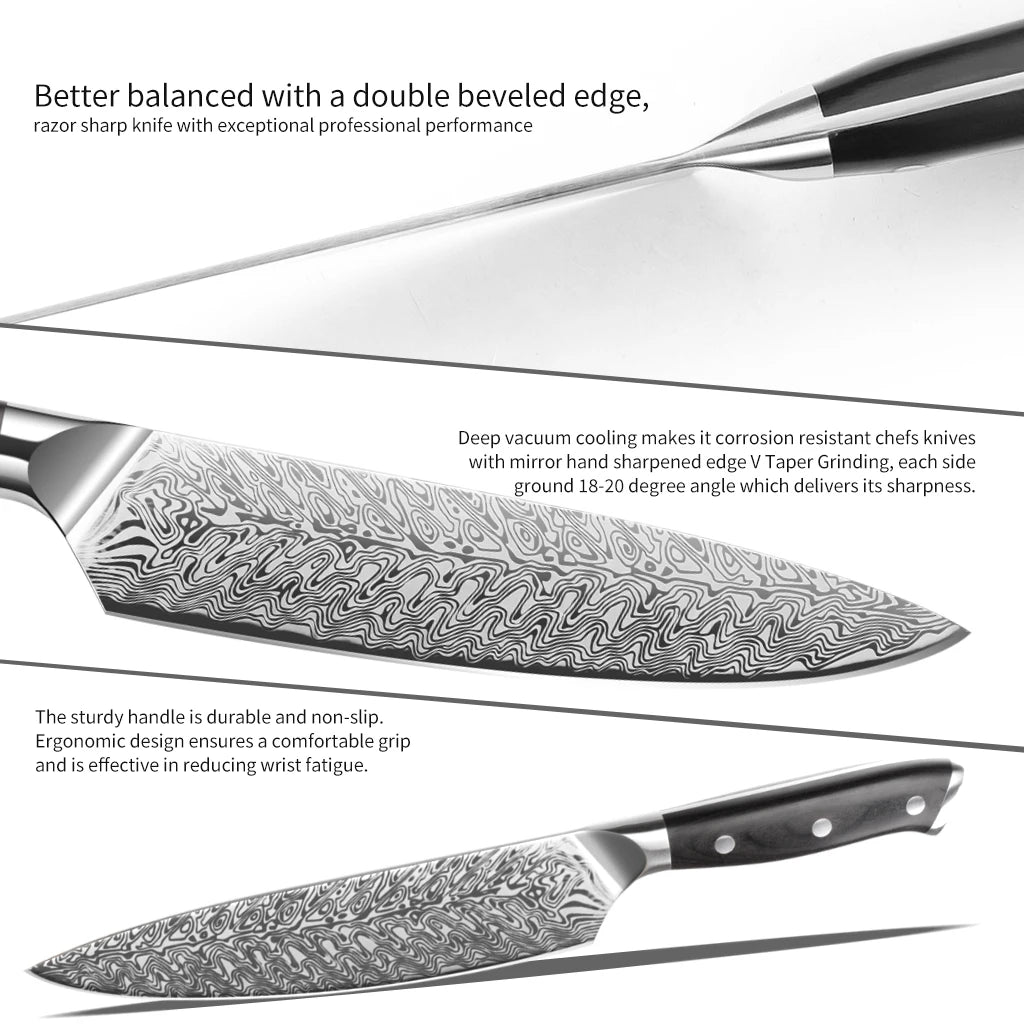 Damascus Steel Santoku Chef Knife — 8"