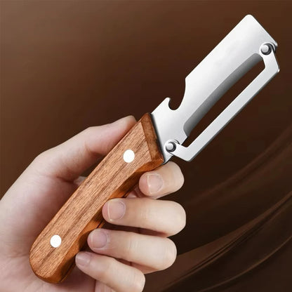 Stainless Steel Peeler with Bottle Opener — Wooden or Steel Handle