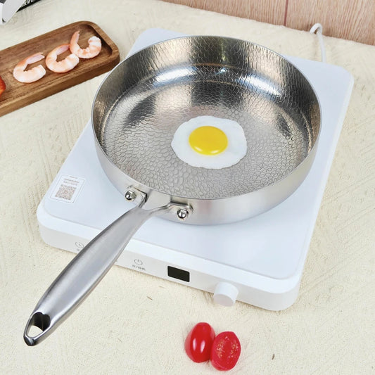 Non-Stick Stainless Steel Frying Pan — Uncoated Skillet for Gas & Induction