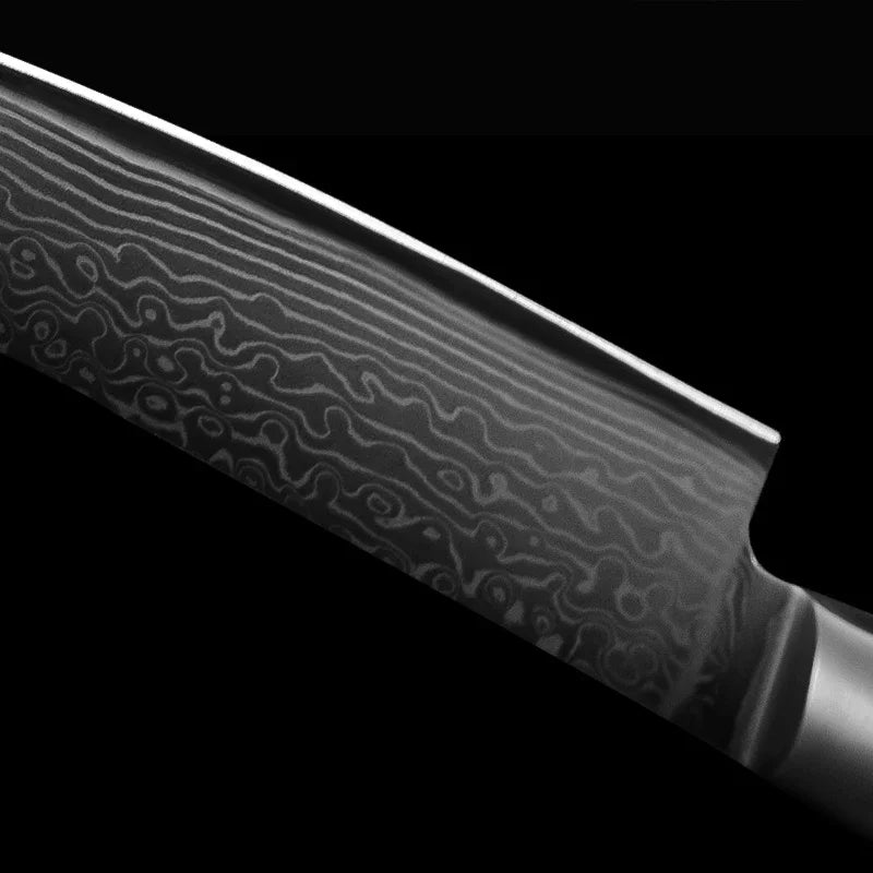 Maison Verdane 67-layer Damascus 6-inch Japanese chef's knife with intricate layered blade and ergonomic handle.