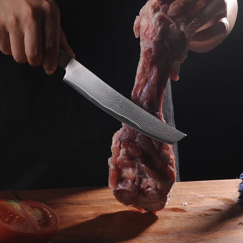 Maison Verdane 67-layer Damascus 6-inch Japanese chef's knife with a sharp, layered blade for precise kitchen cutting tasks.