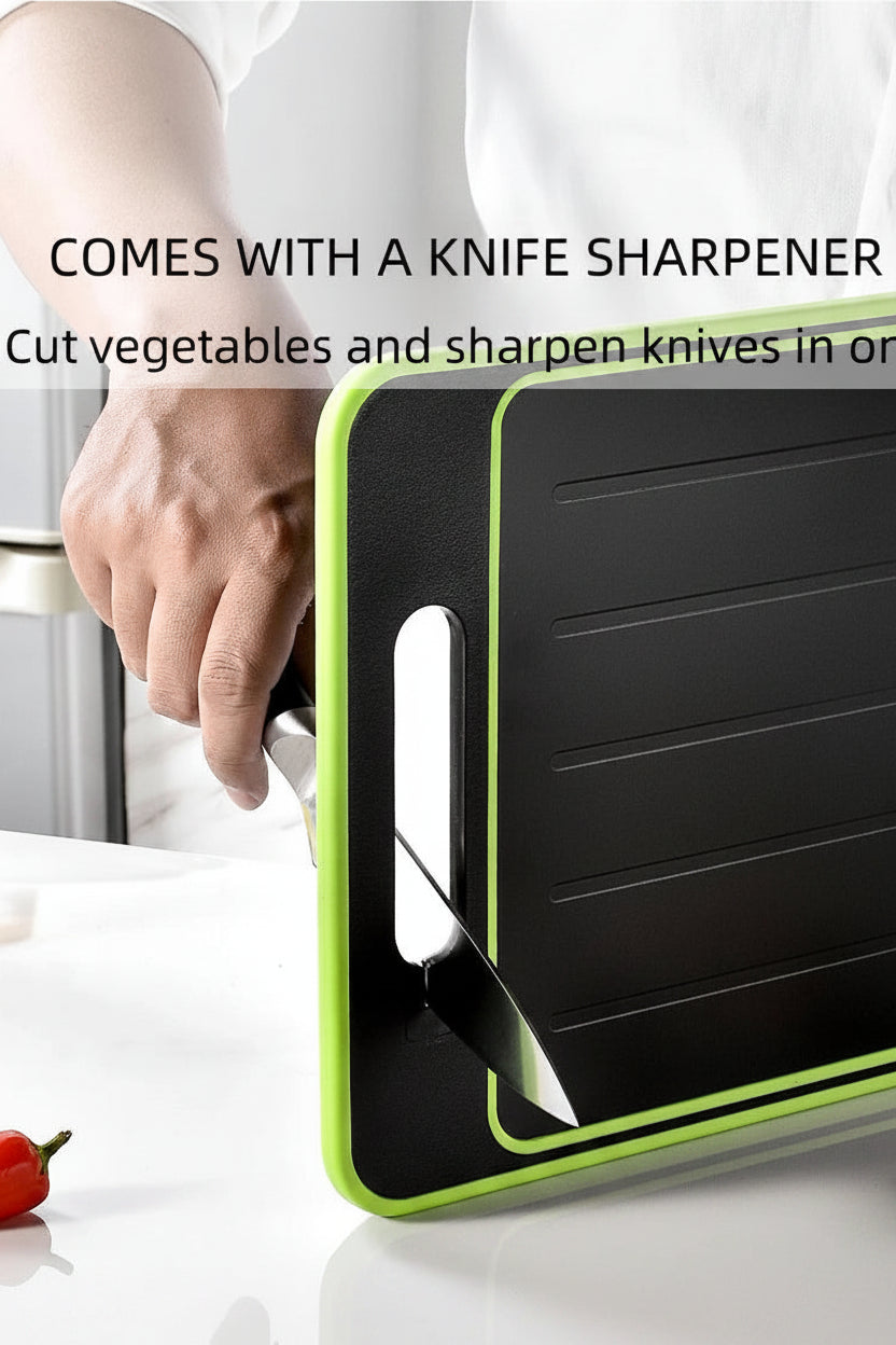 Dual-Surface Aluminum Cutting Board with Quick-Thaw Technology + Knife Sharpener