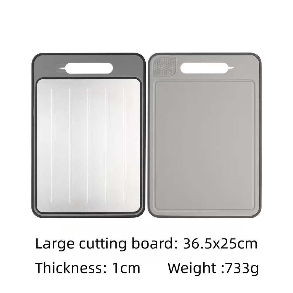 Dual-Surface Aluminum Cutting Board with Quick-Thaw Technology + Knife Sharpener