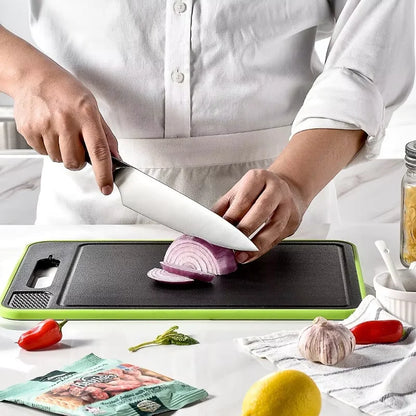 Dual-Surface Aluminum Cutting Board with Quick-Thaw Technology + Knife Sharpener