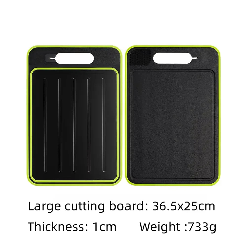 Dual-Surface Aluminum Cutting Board with Quick-Thaw Technology + Knife Sharpener
