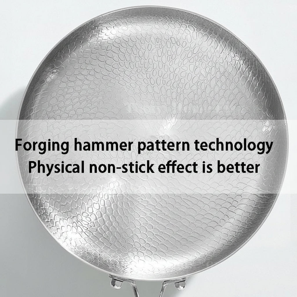 Maison Verdane non-stick stainless steel frying pan with uncoated surface, suitable for gas and induction stoves.