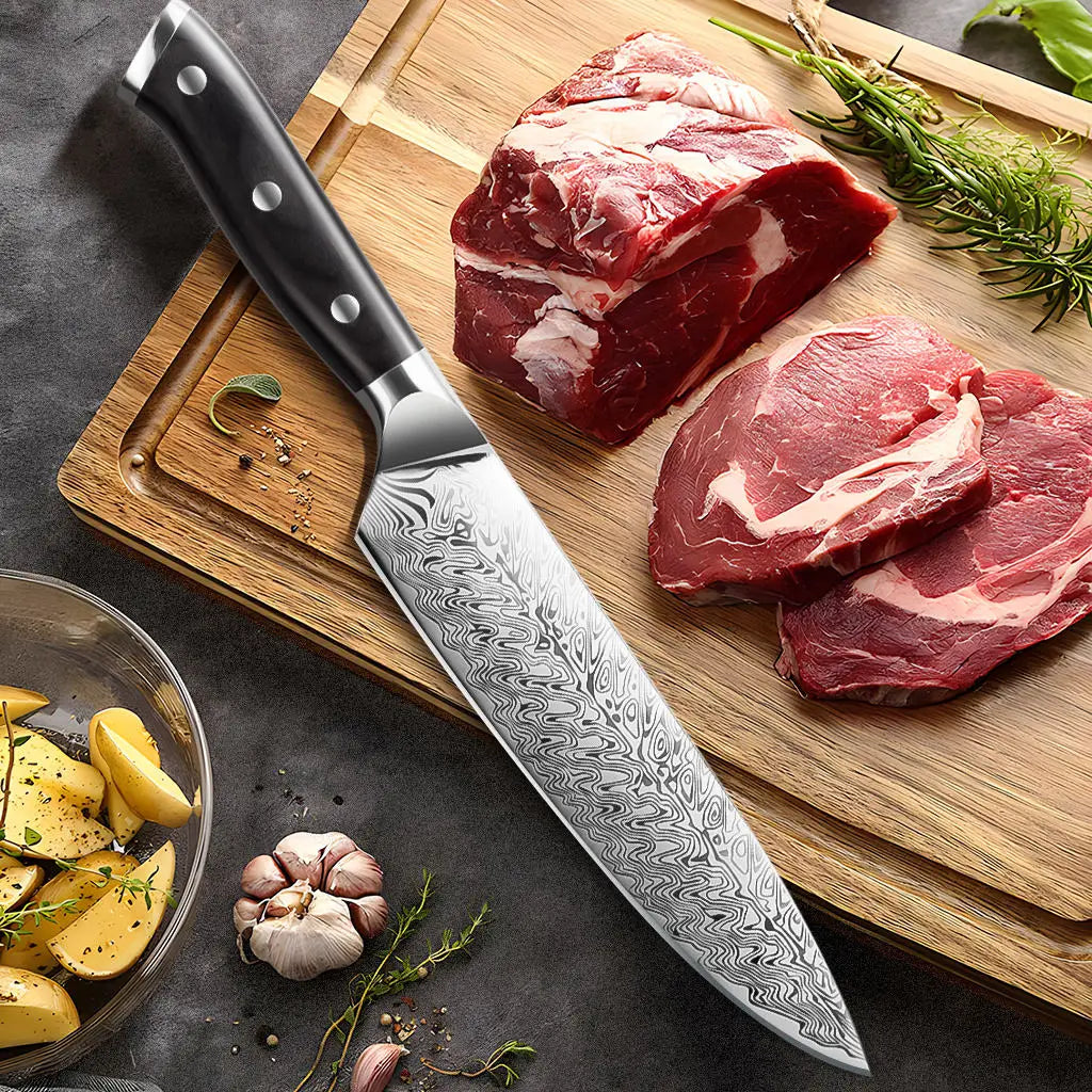 Damascus Steel Santoku Chef Knife — 8"