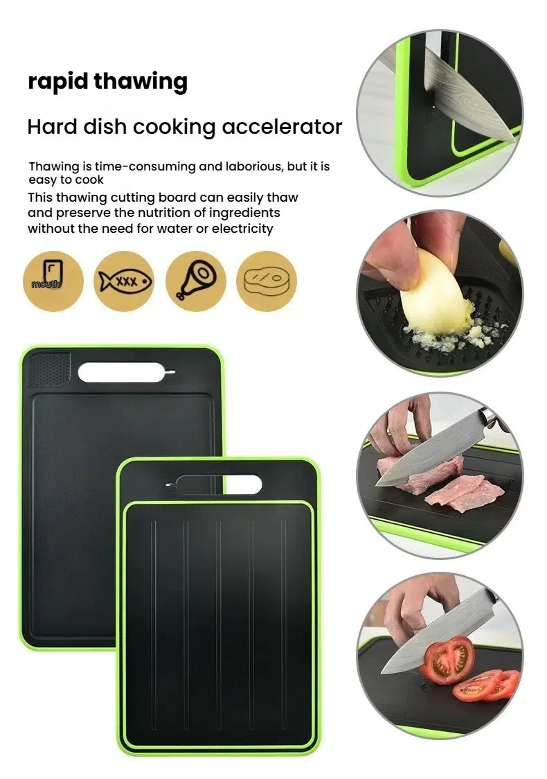Dual-Surface Aluminum Cutting Board with Quick-Thaw Technology + Knife Sharpener