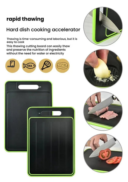 Dual-Surface Aluminum Cutting Board with Quick-Thaw Technology + Knife Sharpener