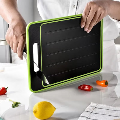 Dual-Surface Aluminum Cutting Board with Quick-Thaw Technology + Knife Sharpener