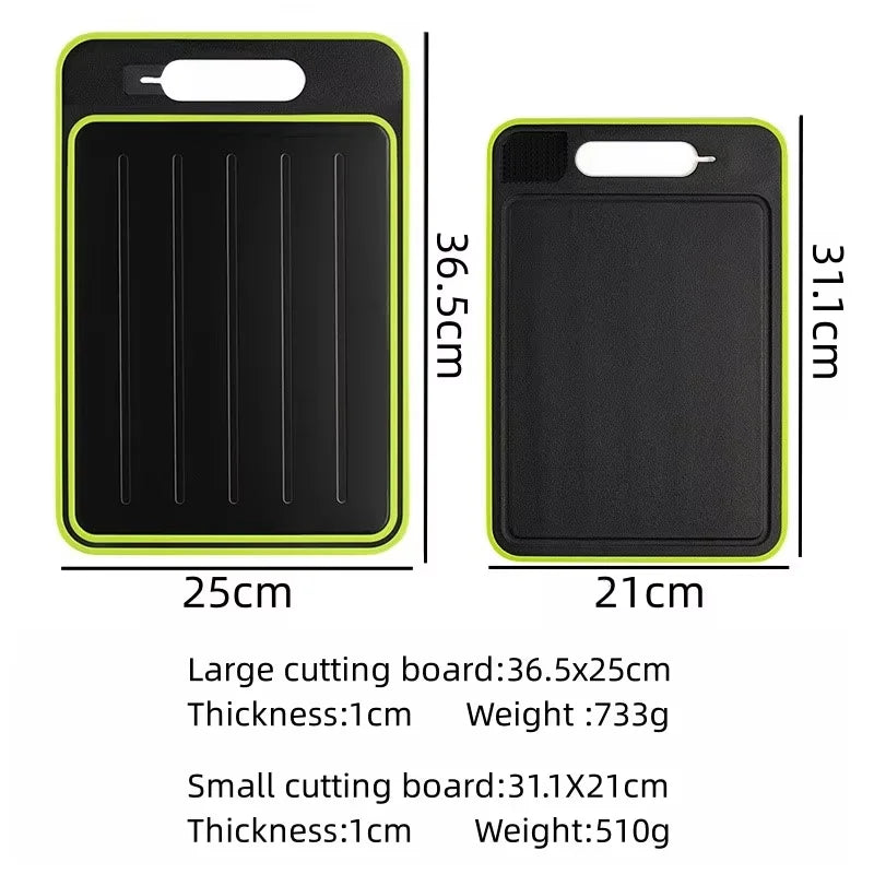 Dual-Surface Aluminum Cutting Board with Quick-Thaw Technology + Knife Sharpener