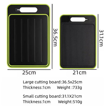 Dual-Surface Aluminum Cutting Board with Quick-Thaw Technology + Knife Sharpener