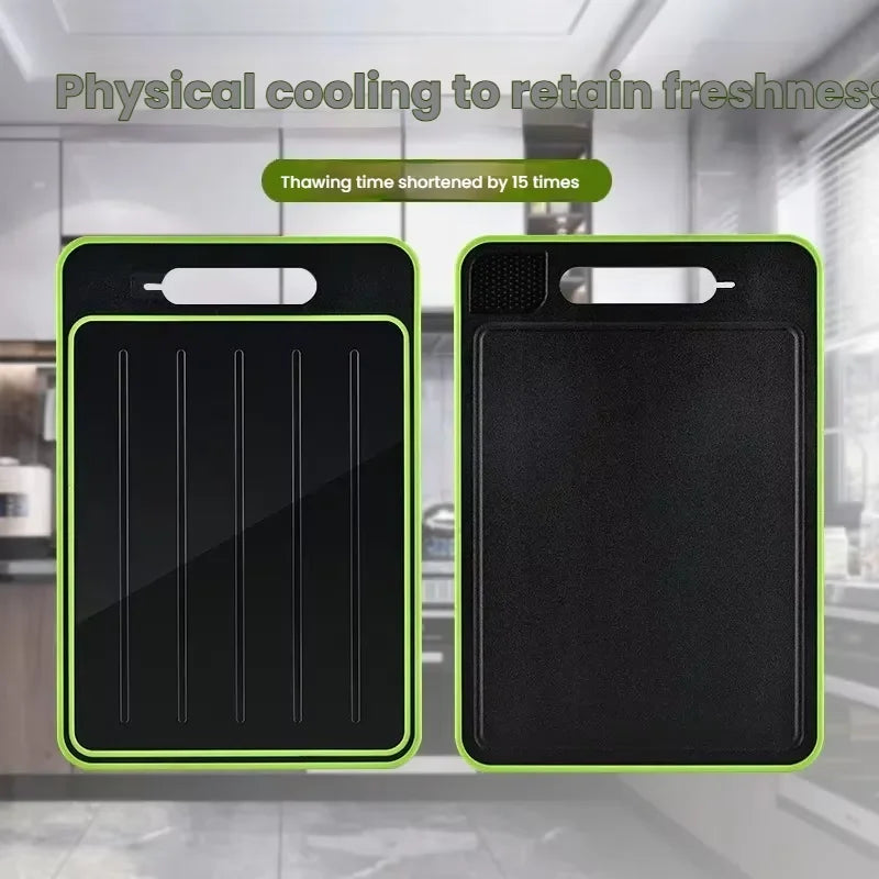 Dual-Surface Aluminum Cutting Board with Quick-Thaw Technology + Knife Sharpener