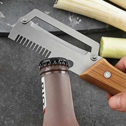 Stainless Steel Peeler with Bottle Opener — Wooden or Steel Handle